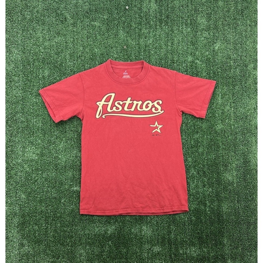 VTG Houston Astros T-shirt Men's Size S Majestic Brick Red 2000s era Astros Y2K